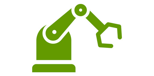 Grünes Symbol eines mechanischen Greifarms