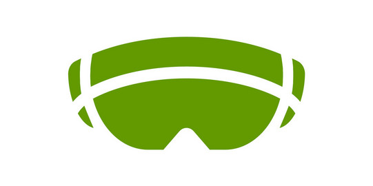 Grünes Symbol einer Virtual Reality Brille
