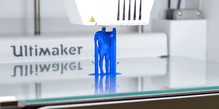 Detail shot of a 3D printer in action