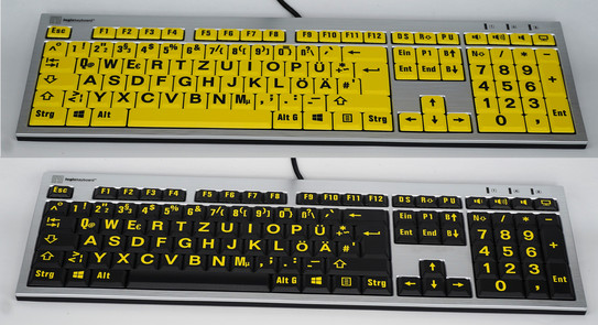 Foto der Tastaturen in beiden Farbschemata