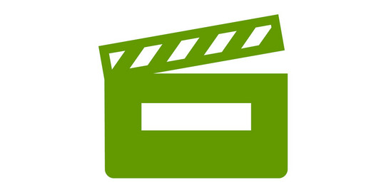 Grünes Symbol einer Filmklappe