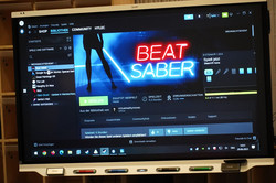 Bildschirm mit der Anwendung Beat Saber für VR-Brillen