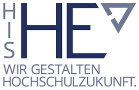 Logo des HIS-Institut für Hochschulentwicklung. Links Buchstaben HIS untereinander Höhe nebenstehender Buchstaben HE, daneben blaue Line zum Dreieck geformt. Darunter Schriftzu "Wir gestalten Hochschulzukunft".