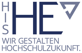 Logo des HIS-Institut für Hochschulentwicklung. Links Buchstaben HIS untereinander Höhe nebenstehender Buchstaben HE, daneben blaue Line zum Dreieck geformt. Darunter Schriftzu "Wir gestalten Hochschulzukunft". 